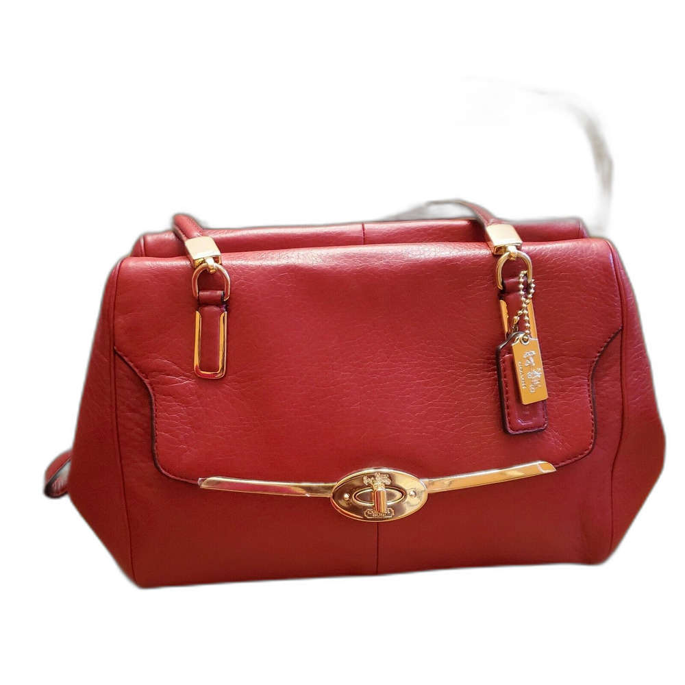 COACH MADISON MADELINE LEATHER EAST/WEST SATCHEL RED F25169